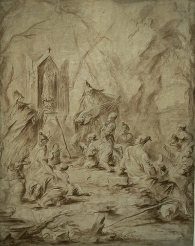 Ballad Singer at a Shrine of the Virgin by Alessandro Magnasco