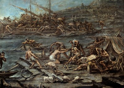 The Boarding of the Galerians in the Port of Genoa (detail) by Alessandro Magnasco
