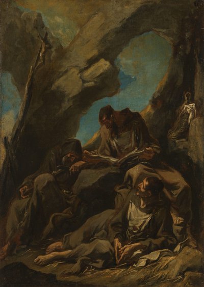 Three Camaldolese Monks in Meditative Prayer by Alessandro Magnasco