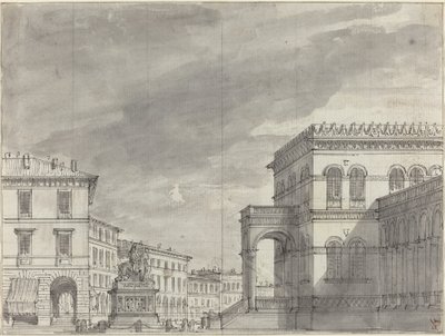 Piazza with an Equestrian Monument and a Palace by Alessandro Sanquirico