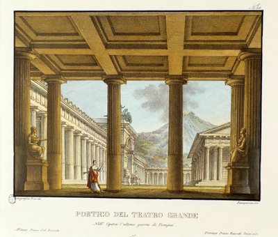 Portico of the Grand Theatre in Pompei, in the Background the Vesuve Scenography for the Performance of the Opera 