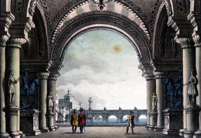 Scenography of Sanquirico for the opera “Bianca e Fernando” by Vincenzo Bellini by Alessandro Sanquirico