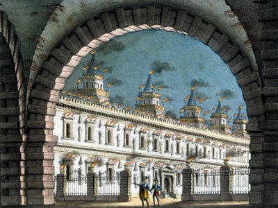 Scenography of Sanquirico for the opera “Il pirata” (The Pirate) by Vincenzo Bellini by Alessandro Sanquirico
