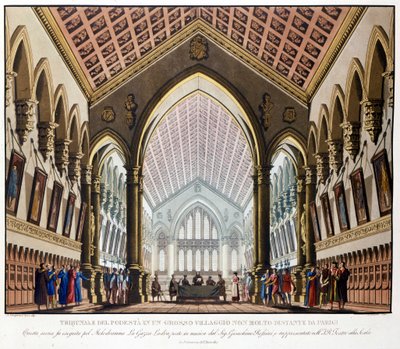 Scenography of Sanquirico for the opera “La gazza ladra” by Gioacchino Rossini represented at the Teatro alla Scala in Milan in 1817: the Tribunal du Podestat near Paris by Alessandro Sanquirico