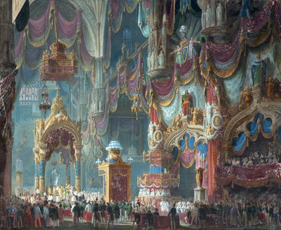 The Coronation of Emperor Ferdinand I of Austria as King of Lombardy-Veneto in the Cathedral of Milan by Alessandro Sanquirico