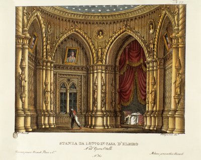 The Bedroom of Elmire (or Elmiro) Scenography for the Opera 