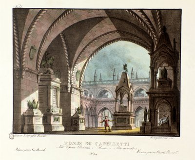 The tomb of the Capulet family Scenography for the performance at the Teatro Carcano in 1829 of the opera 