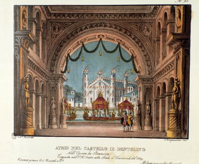 The vestibule of the castle of Montolino in Brittany - Scenography for the opera 