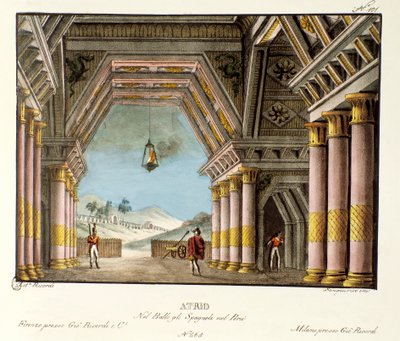 View of a large palace room. Scenography for the ballet 
