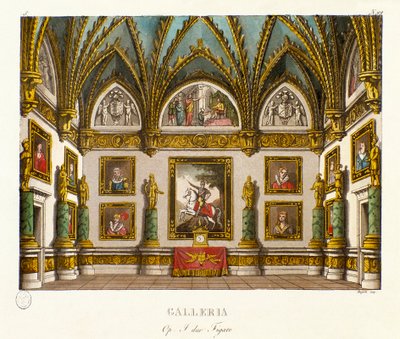 View of the gallery decorated with paintings - Scenography for the opera 