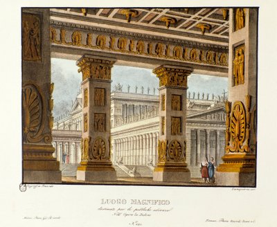 View of the Palace Where Public Hearings Take Place Scenography for the Representation of the Lyric Tragedy 