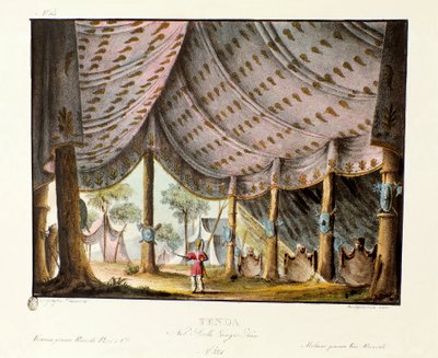 View of the royal tent of Genghis Khan for the ballet Genis-Kan by Alessandro Sanquirico