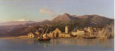 View of Taormina, Sicily, with Mount Etna in the background, 1868 by Alessandro la Volpe