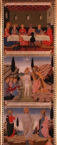 Scenes of The Last Supper, The Baptism of Christ and The Ascension, panel two from the Silver Treasury of Santissima Annunziata, c.1450-53 by Alessio Baldovinetti