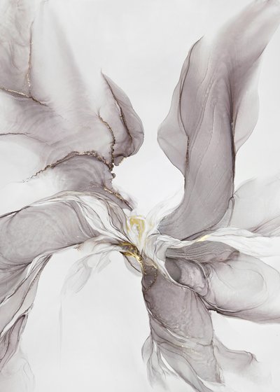 Ethereal Gray Gold Flow by Alevtina Shelest
