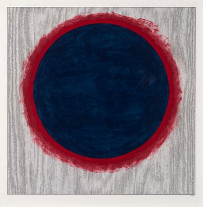 Circle Blue on Red, 2022 by Alex Dunn