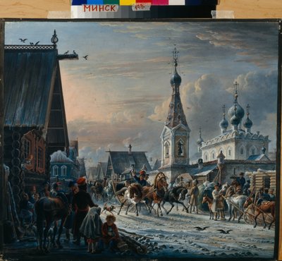 Street with Mail Coaches by Alexander Orlowski