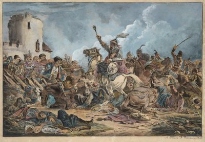 Battle Between the Georgians and Mountain Tribes by Alexander Orlowski