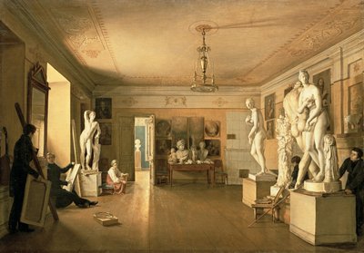 Atelier of the Artist Alexey Venetsianov, 1827 by Alexander Alexeyevich Alexeyev