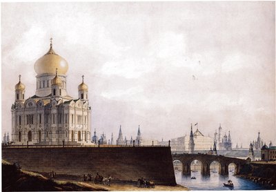 The Cathedral of Christ the Saviour with View of the Moscow Kremlin by Alexander Andreyevich Thon