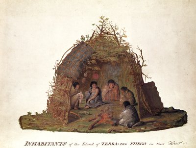 Inhabitants of the Island of Terra del Fuego in Their Hut by Alexander Buchan