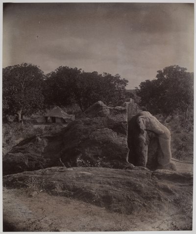 Sculptured elephant on top of rock with Asoka inscriptions, Dhauli, Puri District by Alexander Caddy