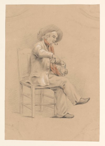 Man Sitting in a Chair Pouring a Glass by Alexander Cranendoncq