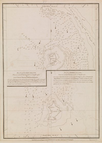Plan of Eagle Island and Bird Island, late 18th to early 19th century by Alexander Dalrymple