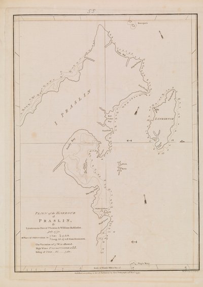 Plan of the harbour of Praslin, late 18th to early 19th century by Alexander Dalrymple