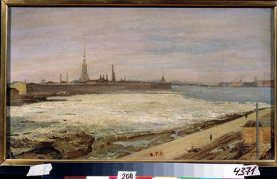 Ice Drifting in St Petersburg by Alexander Dimitrievitch Litovtchenko