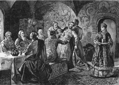 Prince Mikhail Vasiliyevich Skopin-Shuisky at the Feast of Count Vorotynsky by Alexander Efimovich Zemtsov