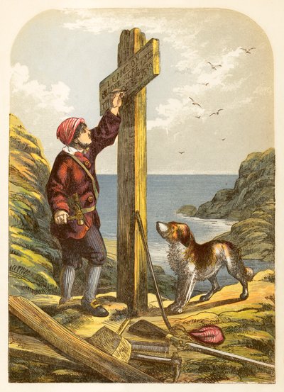 Robinson Crusoe Erects a Post on the Shore by Alexander Francis Lydon