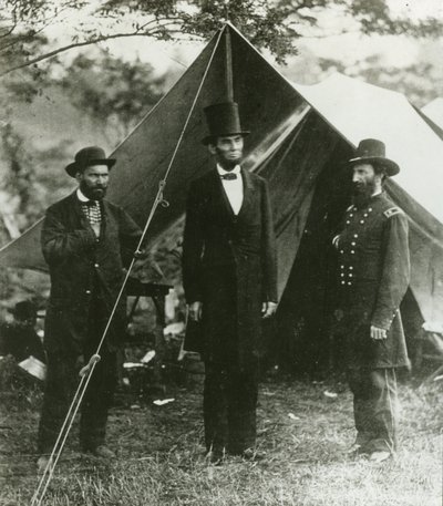 Abraham Lincoln with Allan Pinkerton and Major General John A. McClernand, 1862 by Alexander Gardner