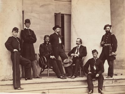 Brigadier General Gustavus A. DeRussy and Staff on Steps of Arlington House, Arlington... by Alexander Gardner