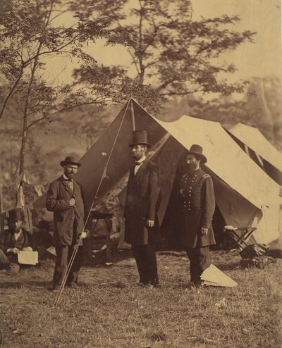President Abraham Lincoln, Major General John A. McClernand right, and E. J. by Alexander Gardner