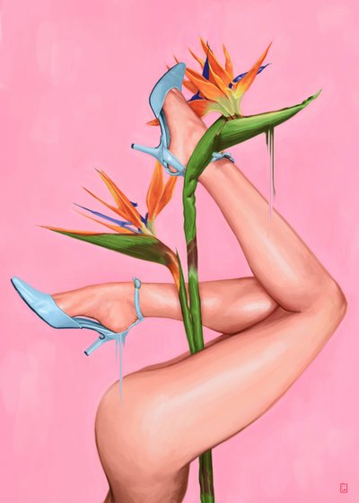 Blue Heels Bird Paradise by Alexander Grahovsky