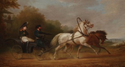 Tsar Alexander I driving a droschki by Alexander Ivanovich Sauerweid