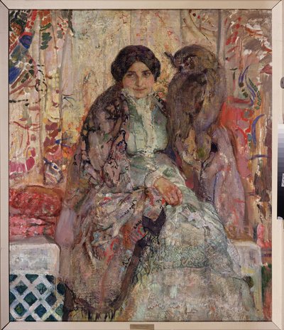 Woman with an Eagle Owl by Alexander Ivanovich Savinov