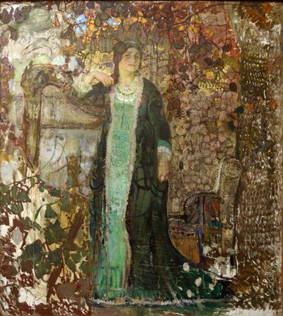 Harpist. Portrait of Tatiana Sergeevna Bartseva by Alexander Ivanovich Savinov