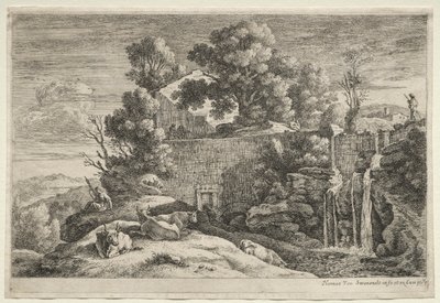 Landscape with a Woman Spinning by Alexander Jackson Davis