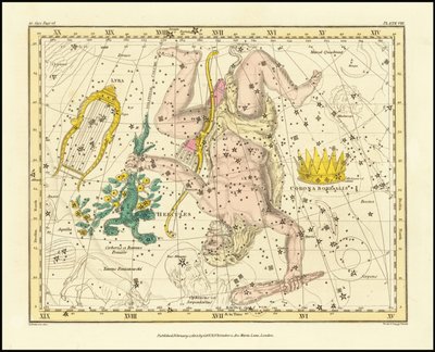1822 - Corona Borealis, Hercules and Cerberus and Lyra by Alexander Jamieson