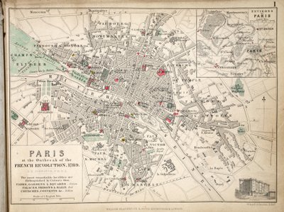 Map of Paris at the Outbreak of the French Revolution, published by William Blackwood and Sons by Alexander Keith Johnston