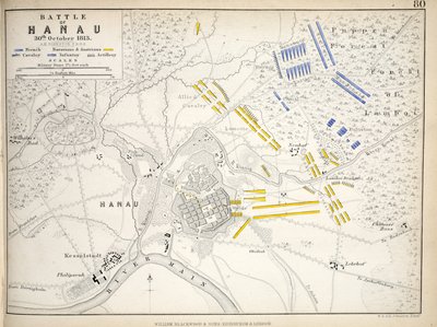 Map of the Battle of Hanau, published by William Blackwood and Sons, Edinburgh and London, 1848 by Alexander Keith Johnston