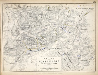 Map of the Battle of Hohenlinden, published by William Blackwood and Sons, Edinburgh and London, 1848 by Alexander Keith Johnston