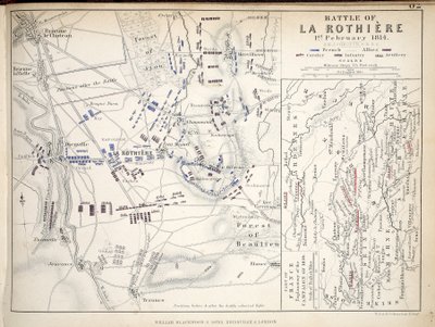 Map of the Battle of La Rothiere, published by William Blackwood and Sons, Edinburgh and London, 1848 by Alexander Keith Johnston