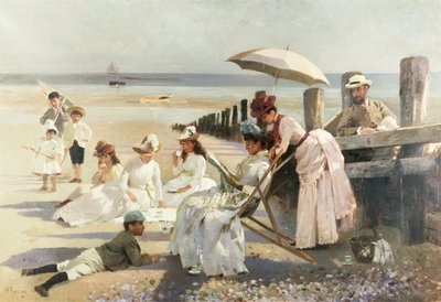 On the Shores of Bognor Regis - Portrait Group of the Harford Couple and their Children by Alexander M. Rossi