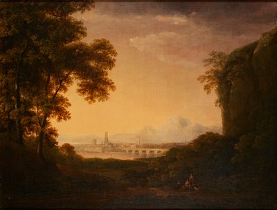 Figures in a Wooded Italian Landscape by Alexander Nasmyth