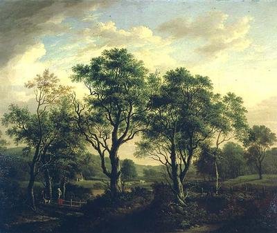 Wooded River Landscape with Figures and Cattle by Alexander Nasmyth
