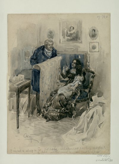 Pierre in the family. Epilogue. Illustration for the novel War and Peace by Leo Tolstoy by Alexander Petrovich Apsit