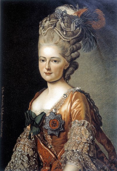 Portrait of the Grand Duchess Maria Feodorovna Made in 1777 by the Swedish Painter Alexander Roslin by Alexander Roslin